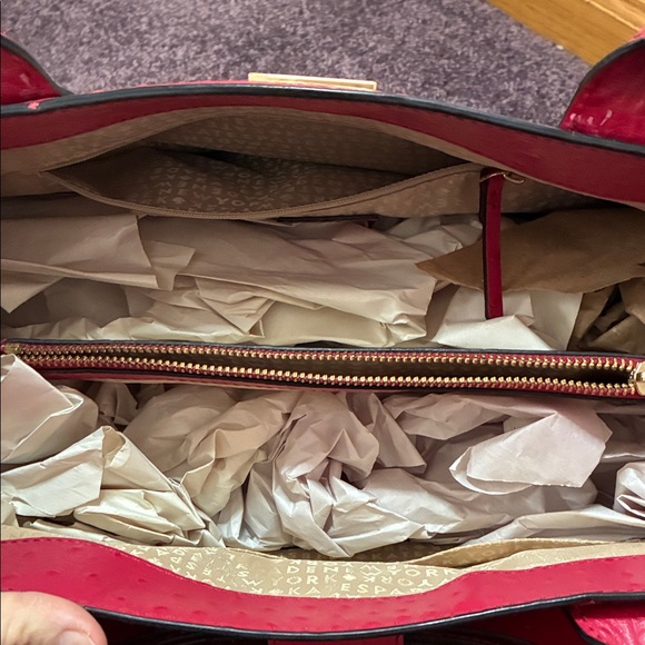 Red Ostrich Embossed Kate Spade Large Red Tote NWOT Bag - Picture 6 of 10